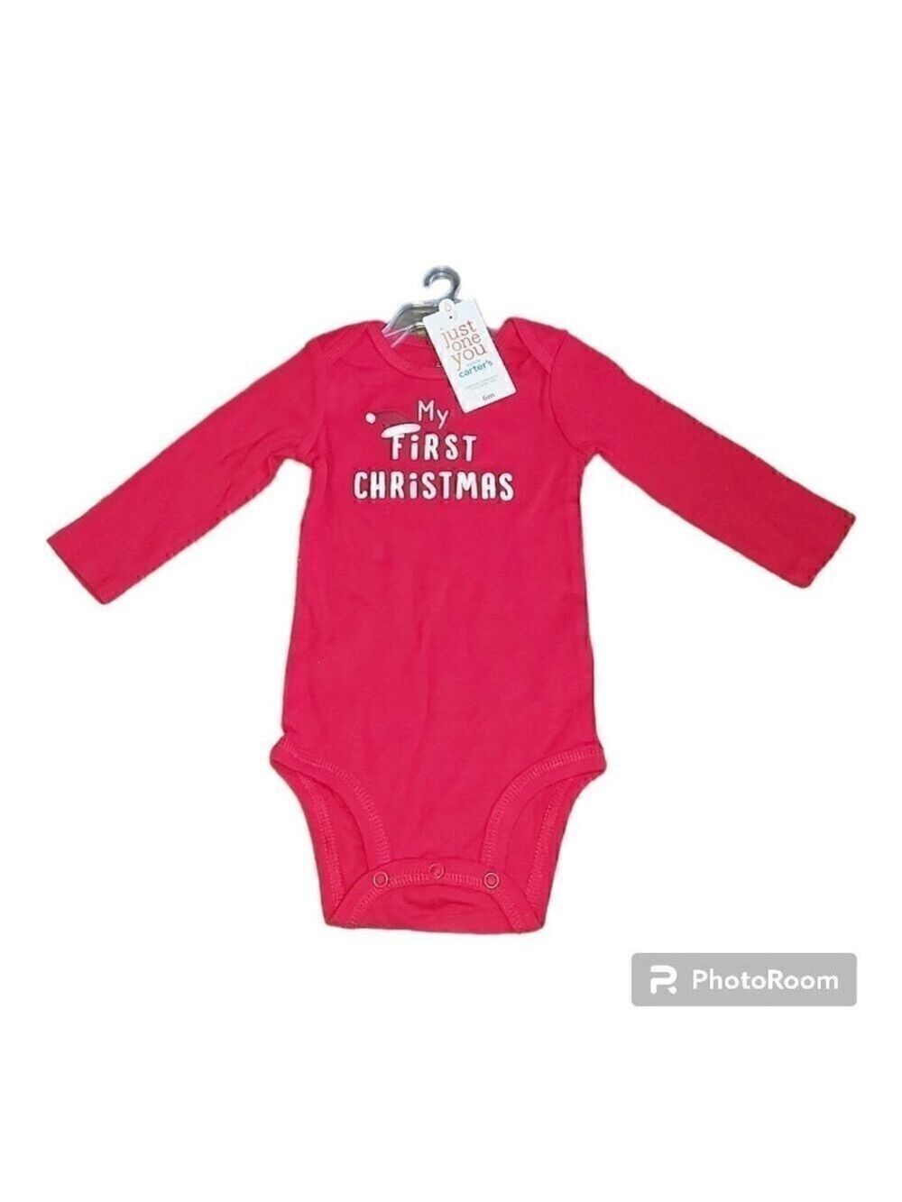 CARTER'S Baby "My First Christmas" 100% Cotton Red Onesie Shirt - Size 6 Months